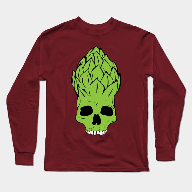 HopHead Skull Long Sleeve T-Shirt by WriteThisOff